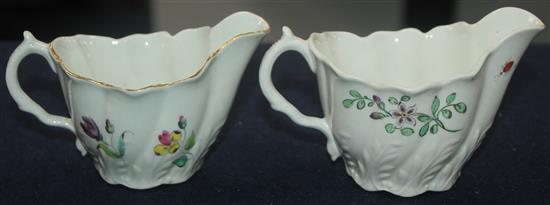 Two Worcester Low Chelsea ewers, c.1765, 7cm